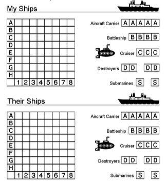 Image of battleships paper board