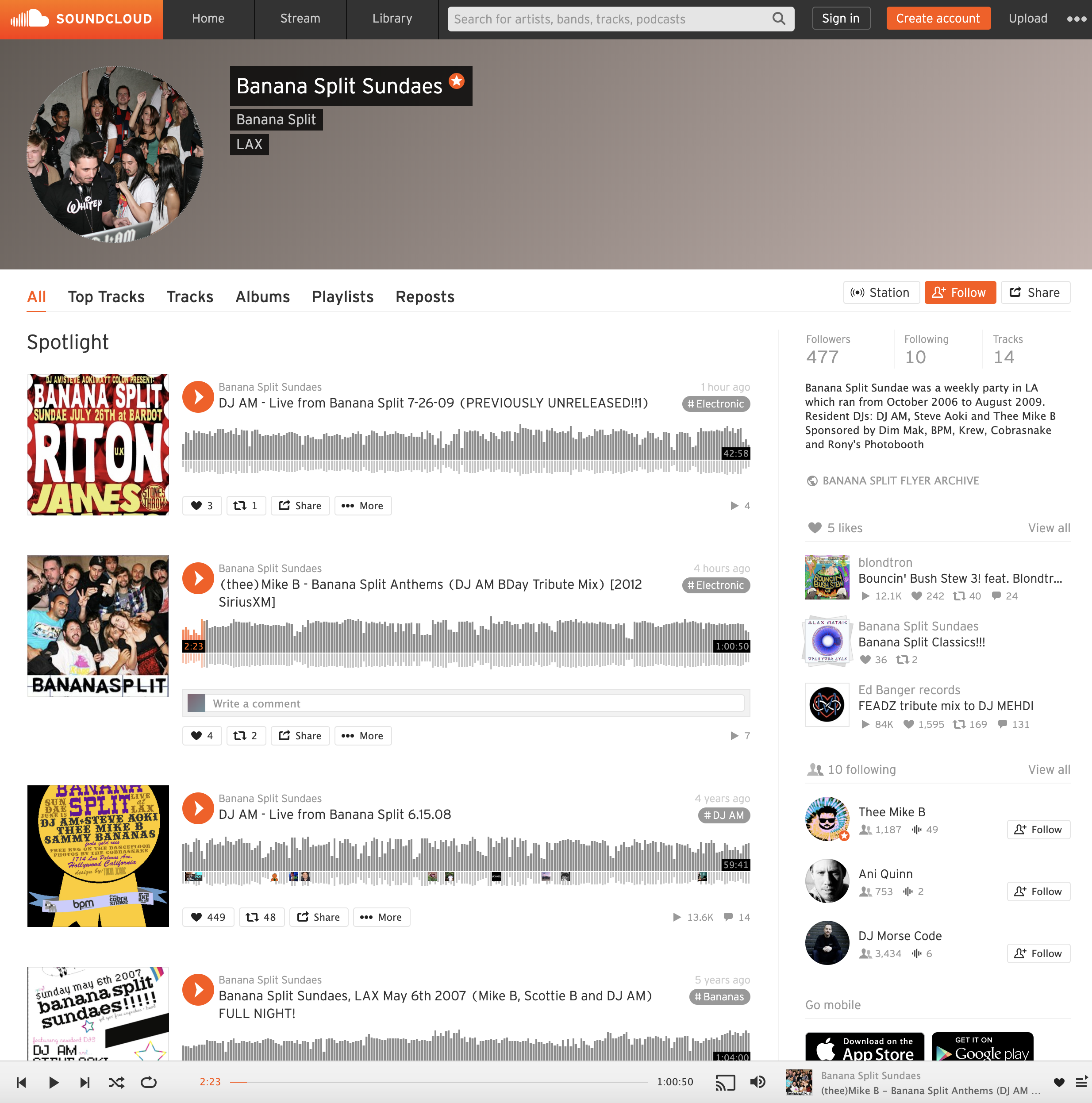 Banana Split Soundcloud Page content media