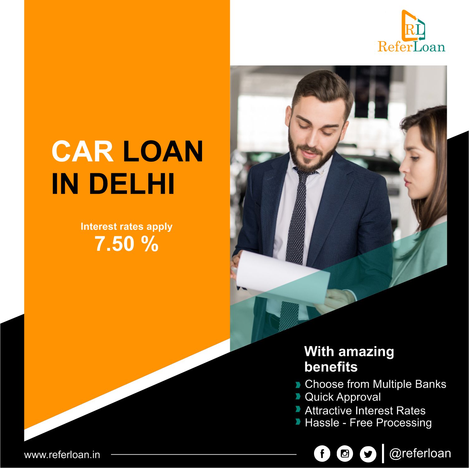 Best Car Loan in Delhi| least Rate of Interest|Referloan content media