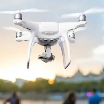 Fire of People Walking on the Street with Drone in the USA to be Measured