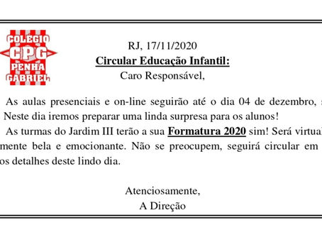 Datas Finais - Educação Infantil - Circular 17/11/2020