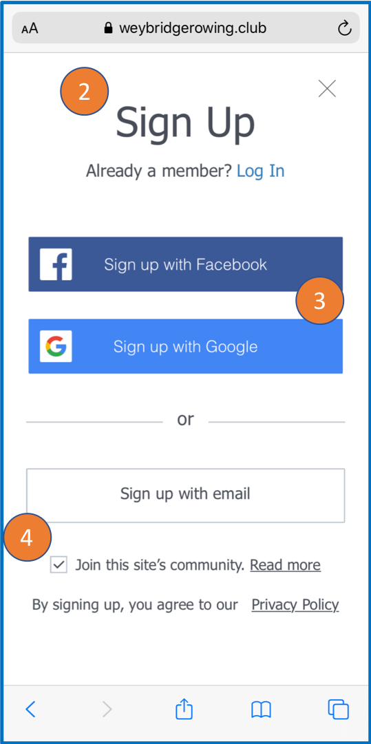 Sign Up for WEY Hey! members-only app