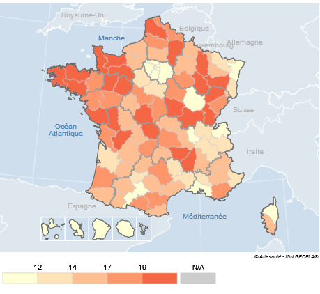 Taux standardisé de mortalité prématurée (avant 65 ans) par suicide (pour 100 000 hab.