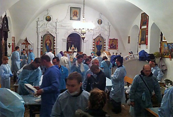 When hospitals closed during the 2013-2014 Euromaidan revolution in Ukraine, Churches such as this one opened as triage and surgical centers.