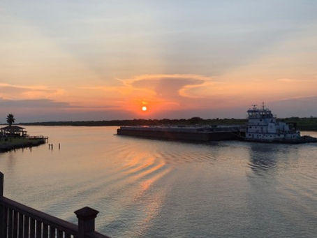 Barge Sunset on Galveston Bay