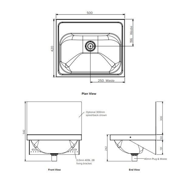 Thumbnail: Stoddart Plumbing Wall Mounted Wash Basin with 1TH - SPPL.WB.H1.TH