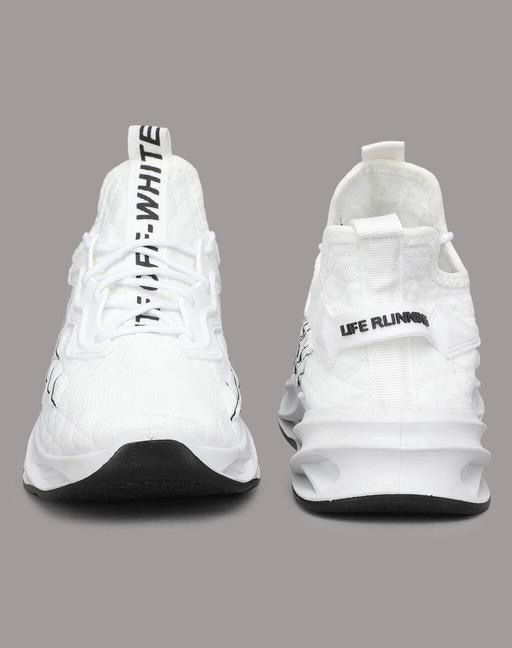 Thumbnail: White Woven Design casual shoes For Men