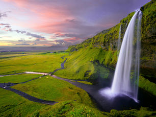 Iceland Waterfall by sunset