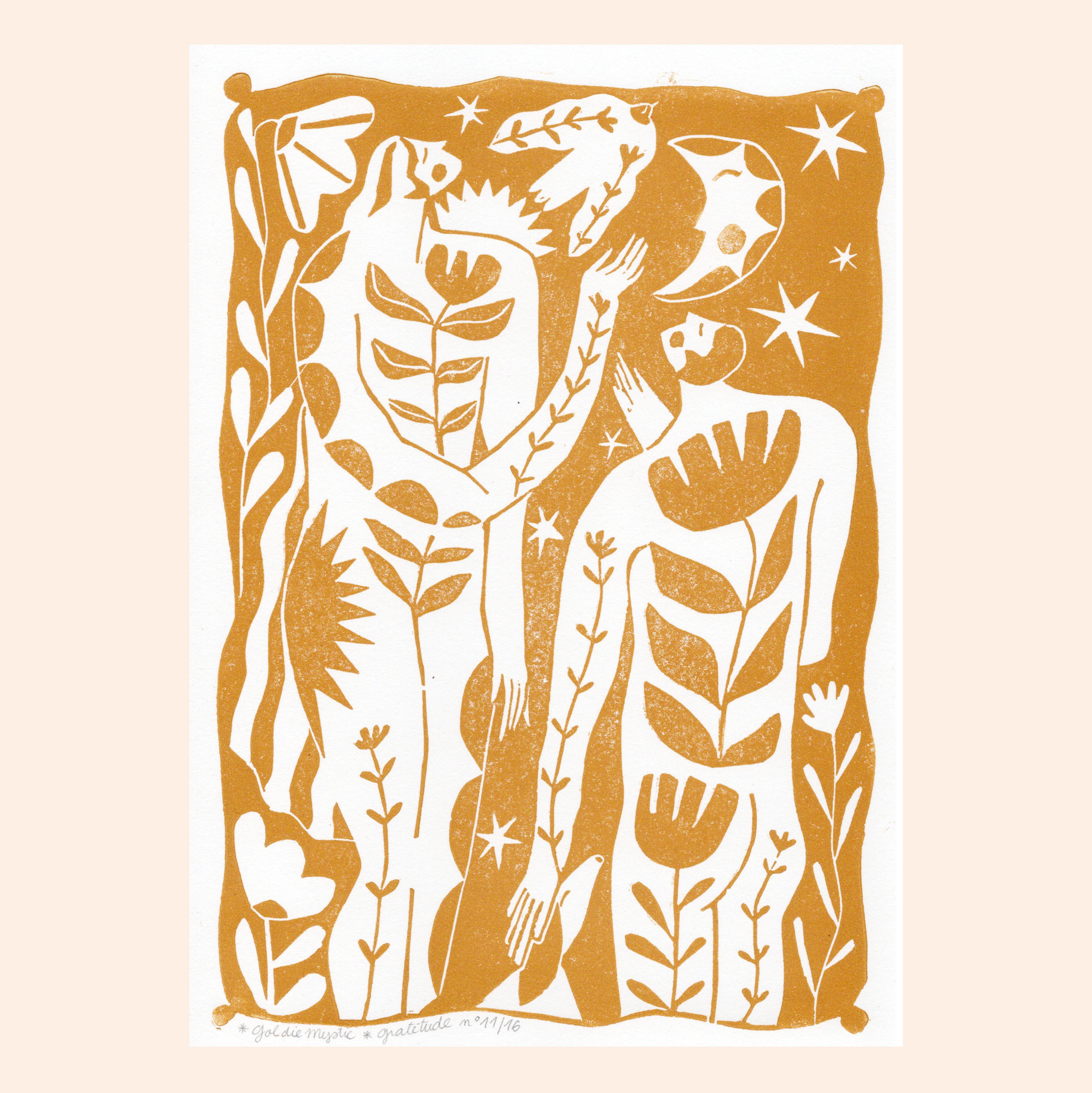 Linogravure A5 - "Gratitude" Edition limitée