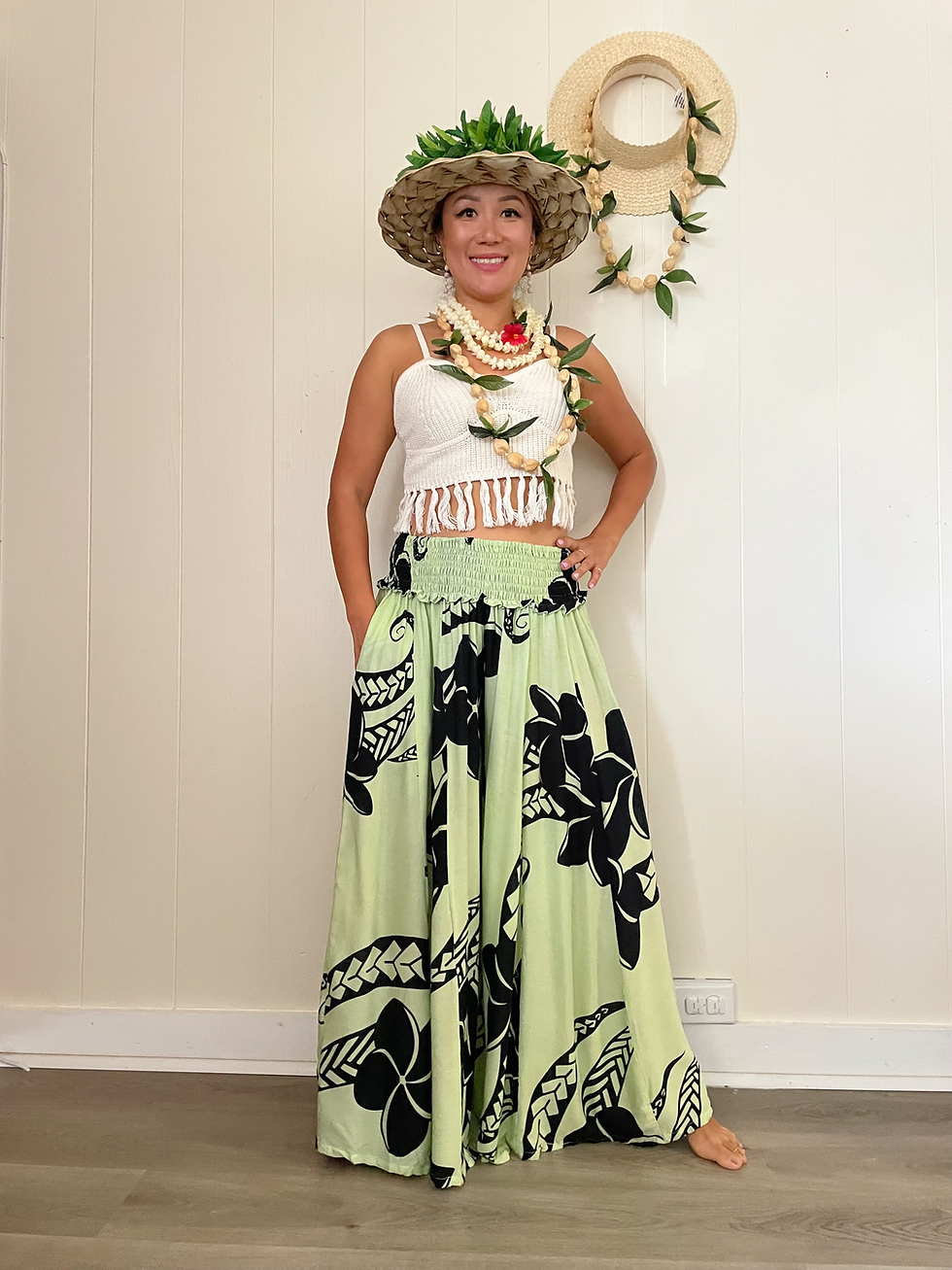 Thumbnail: Poipu Pants - Plumeria Tat - Patina Green / Black