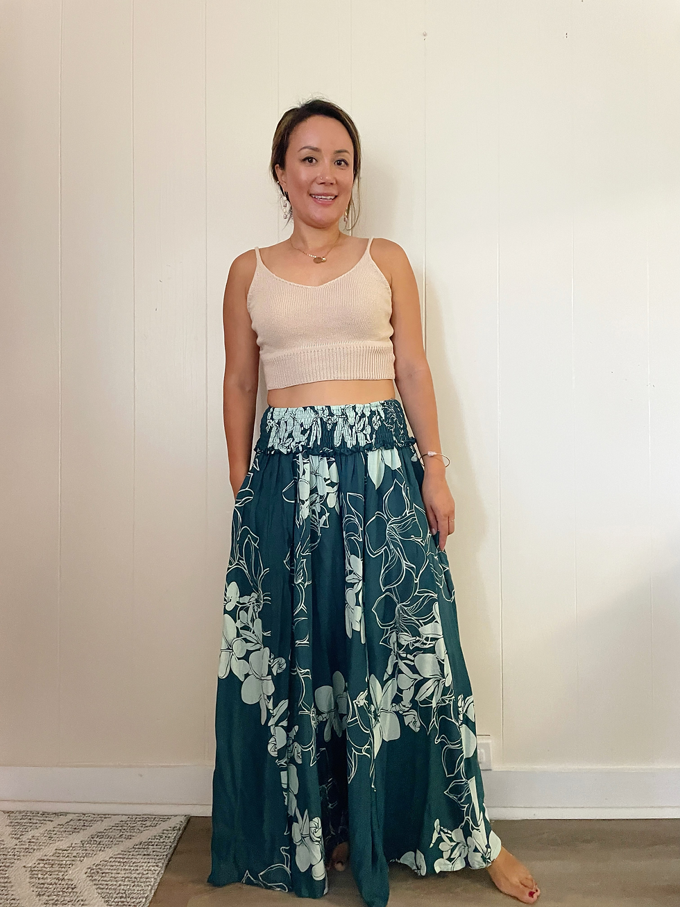 Poipu Pants - Plumeria Lei Green