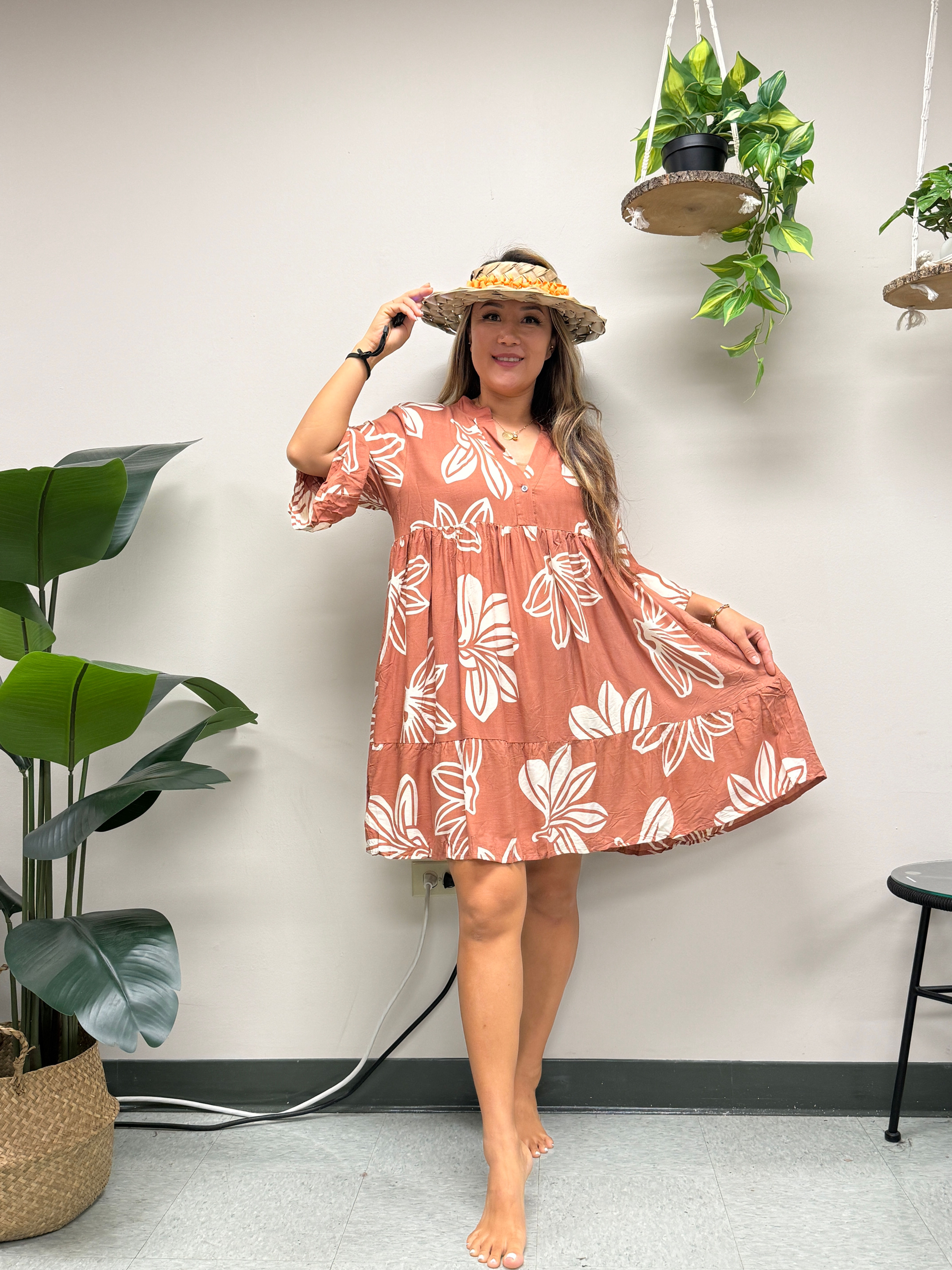 Maile dress - Naupaka - Rooibos tea/Papyrus