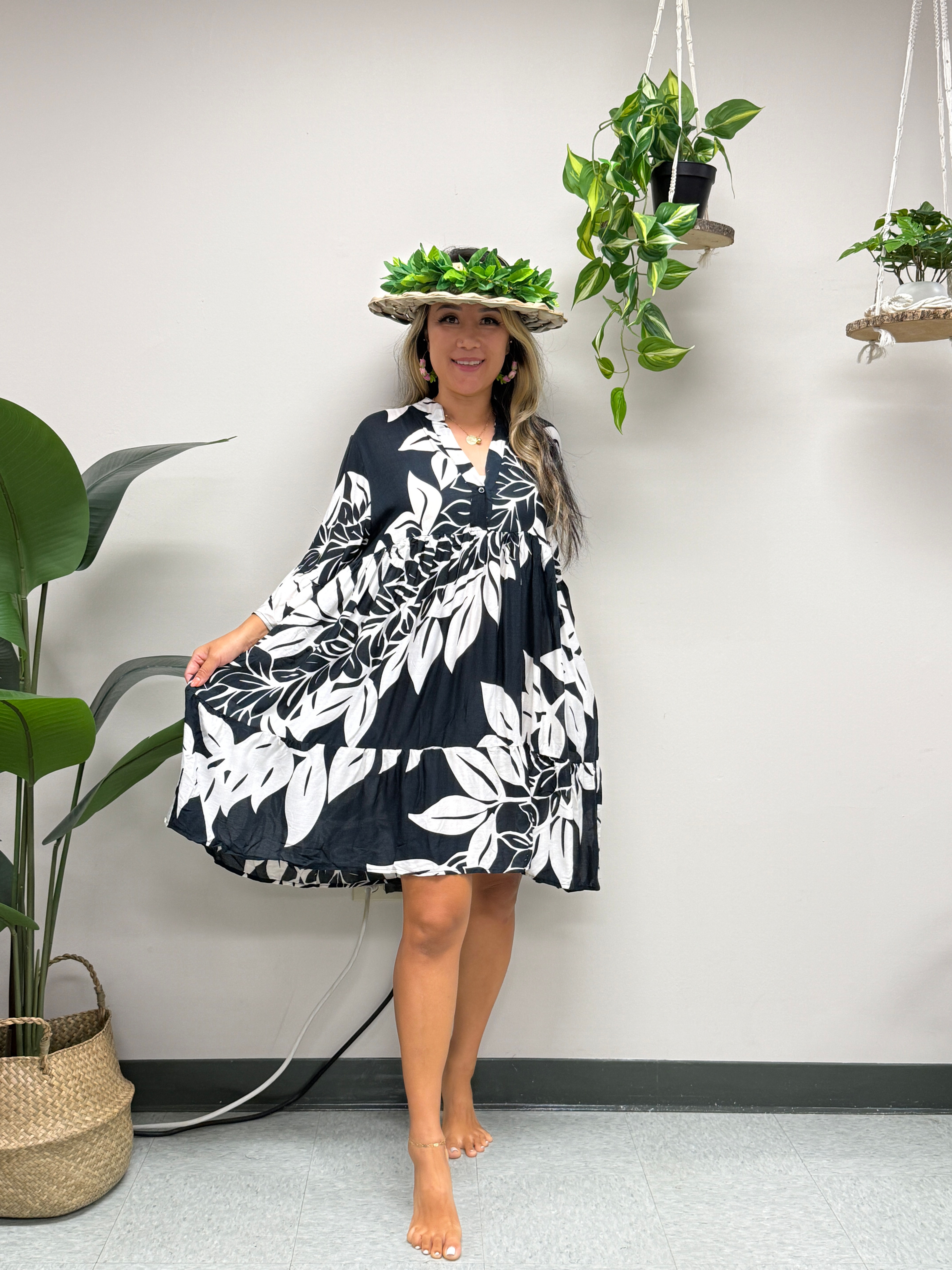 Maile Dress - Maile lei - Black/White