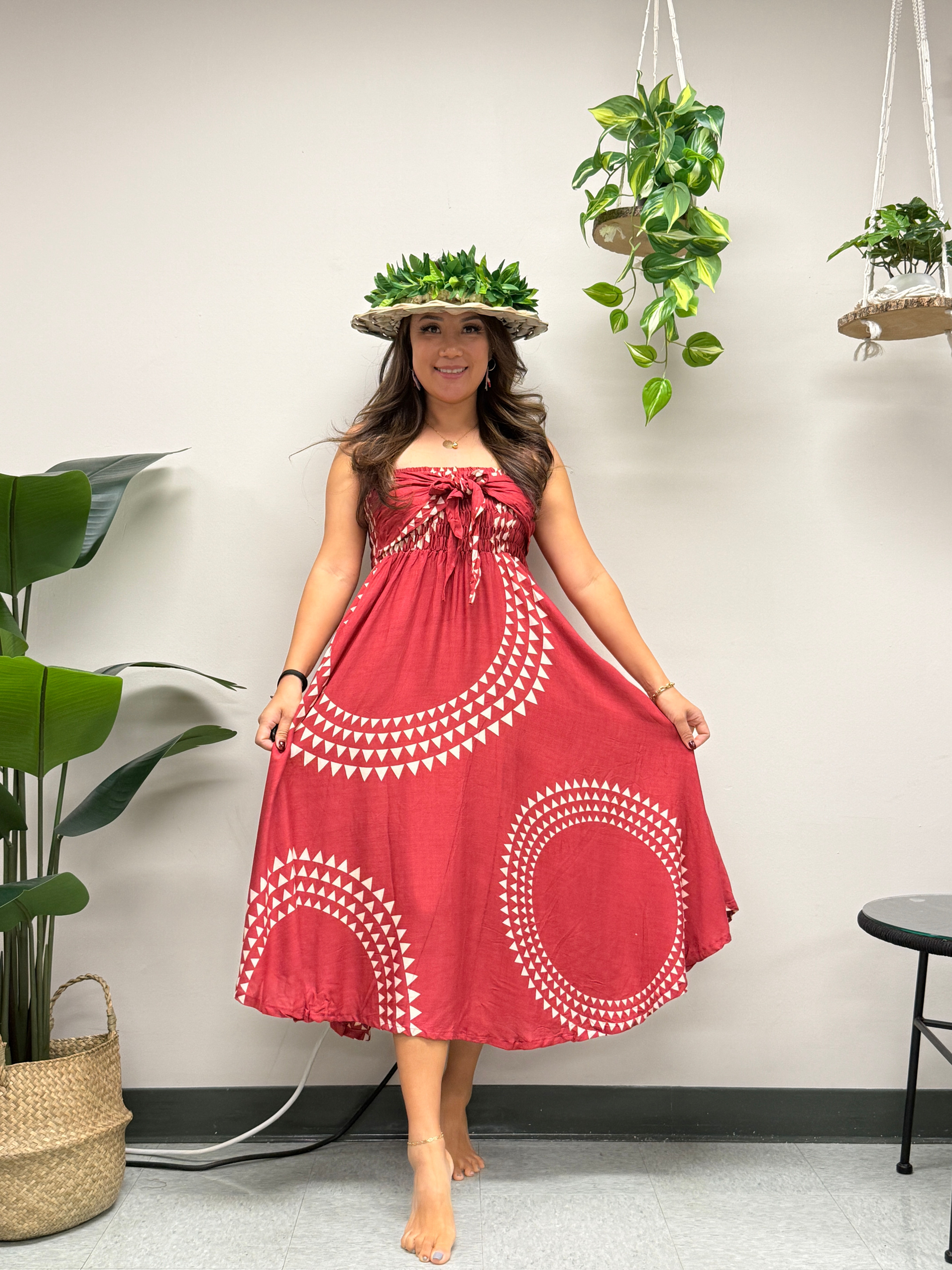 Nalo skirt -Triangle - Red Dahlia / Soft Pink