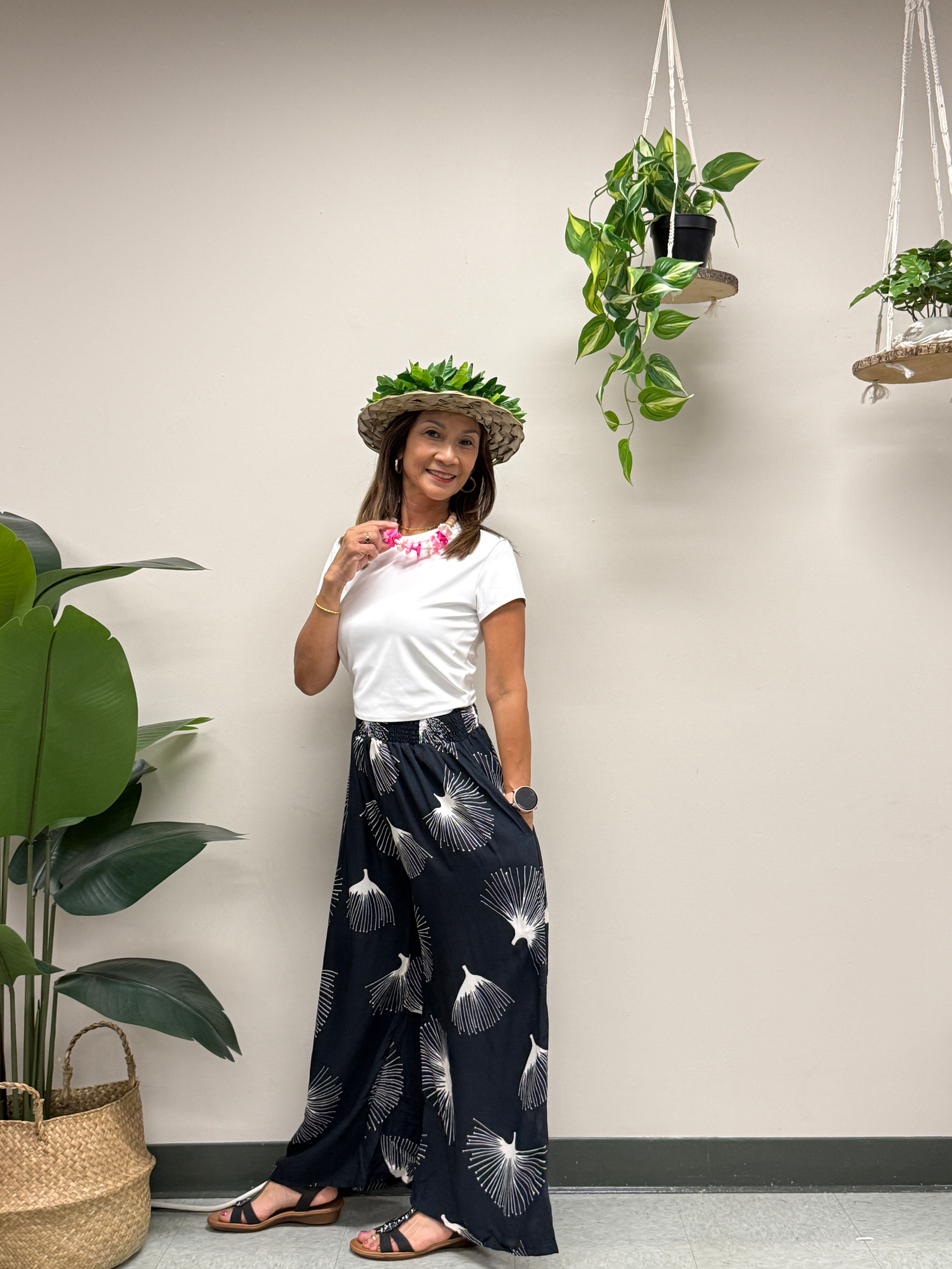 Haleiwa pants - Small ohia - Black/ White