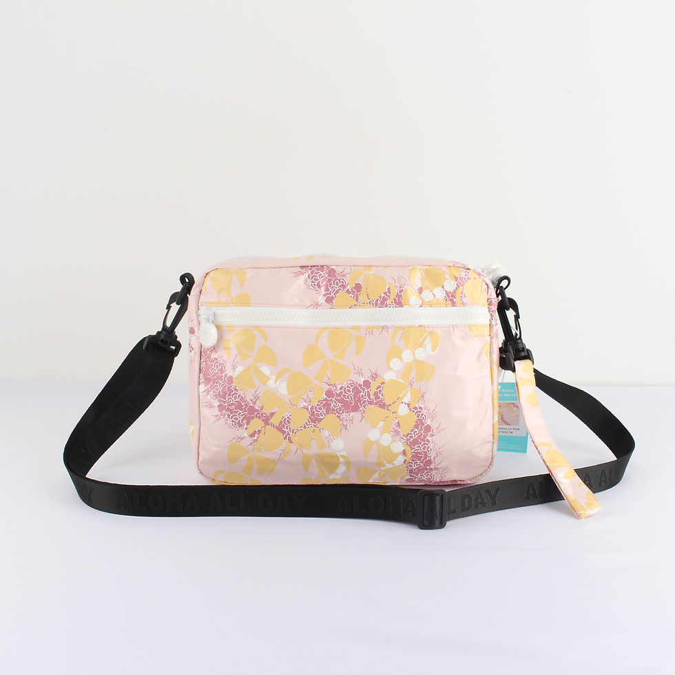Thumbnail: Tyvek Crossbody Bag - Dancing Lei Yellow on Pink