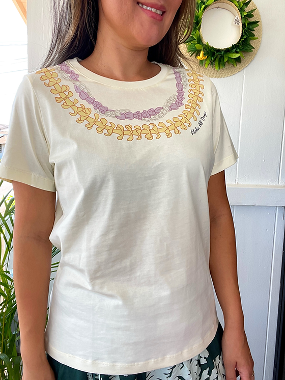 Lei T - Shirt - Pua kenikeni - Cream | Aloha All Day Hawaii