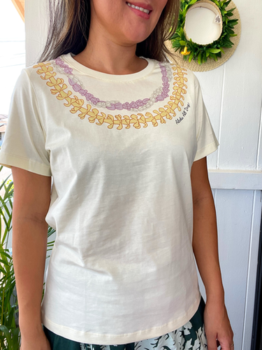Lei T - Shirt - Pua kenikeni - Cream | Aloha All Day Hawaii