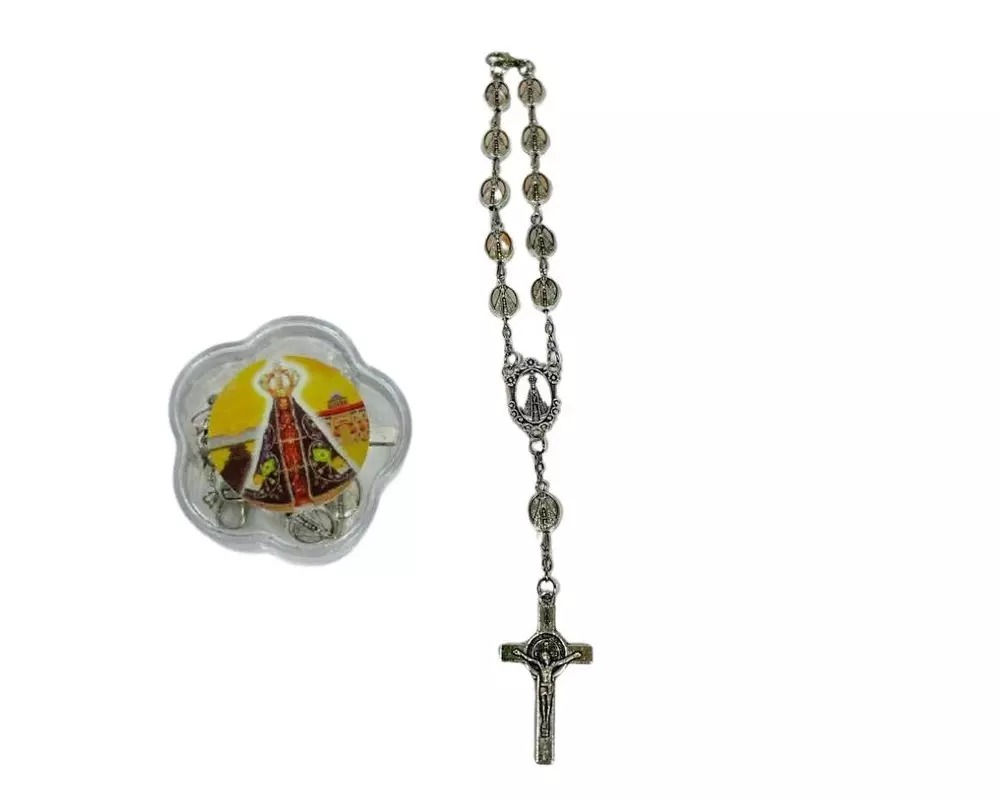 Dezena Pequena Nossa Sra. Aparecida Prateada de Medalhas Sem Franja - 12 Un.