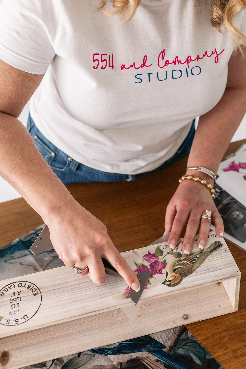 Julie creating something with her re-Design with Prima Art Supplies