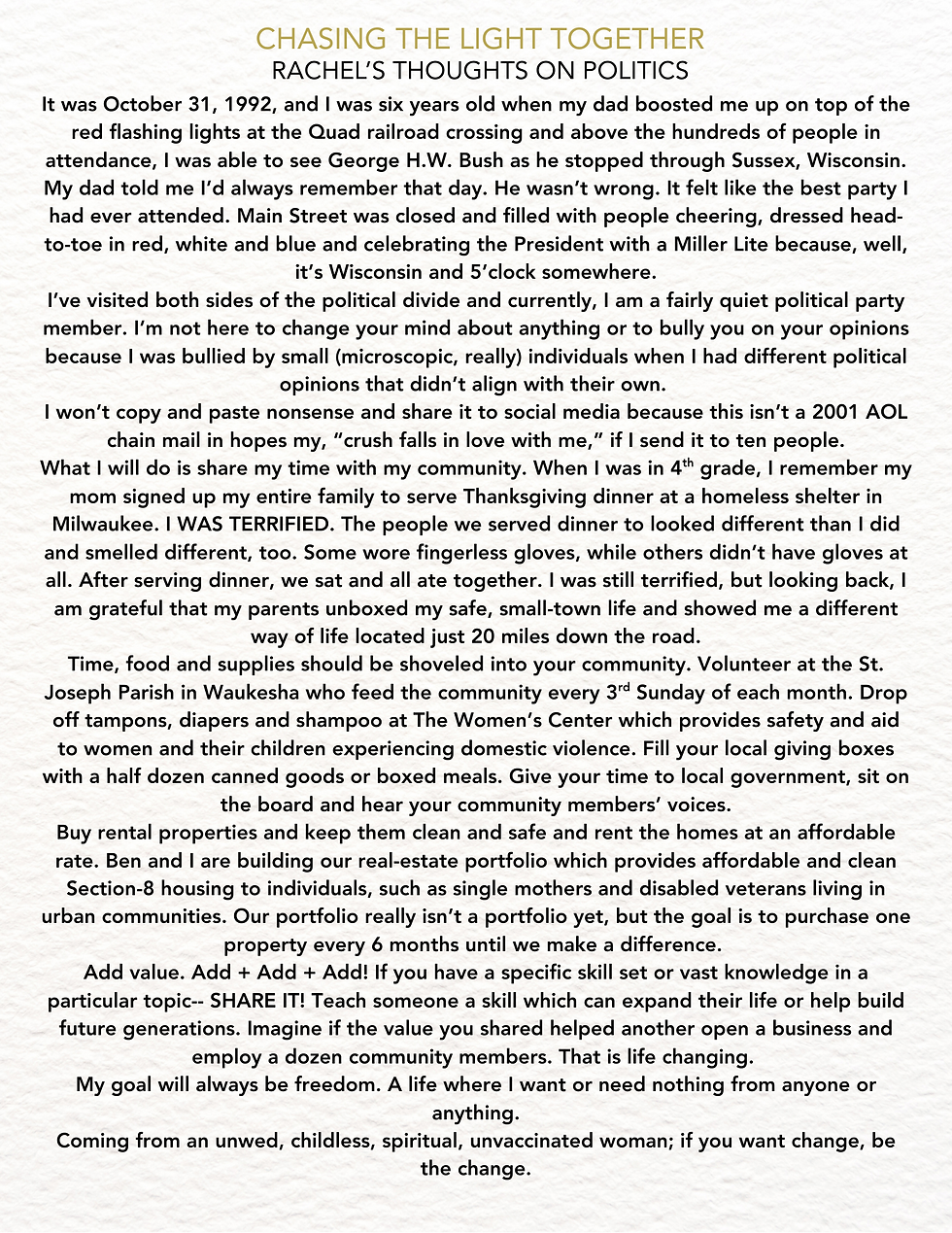 Chasing The Light Together Blog #4