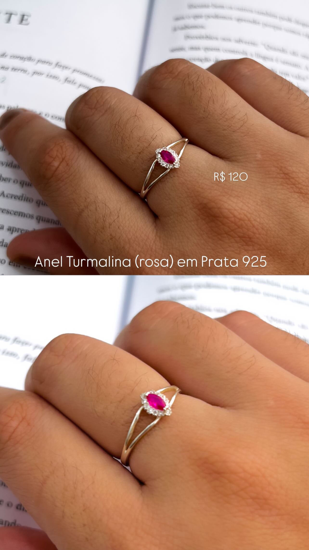 Anel modelo formatura Pedra Rosa 