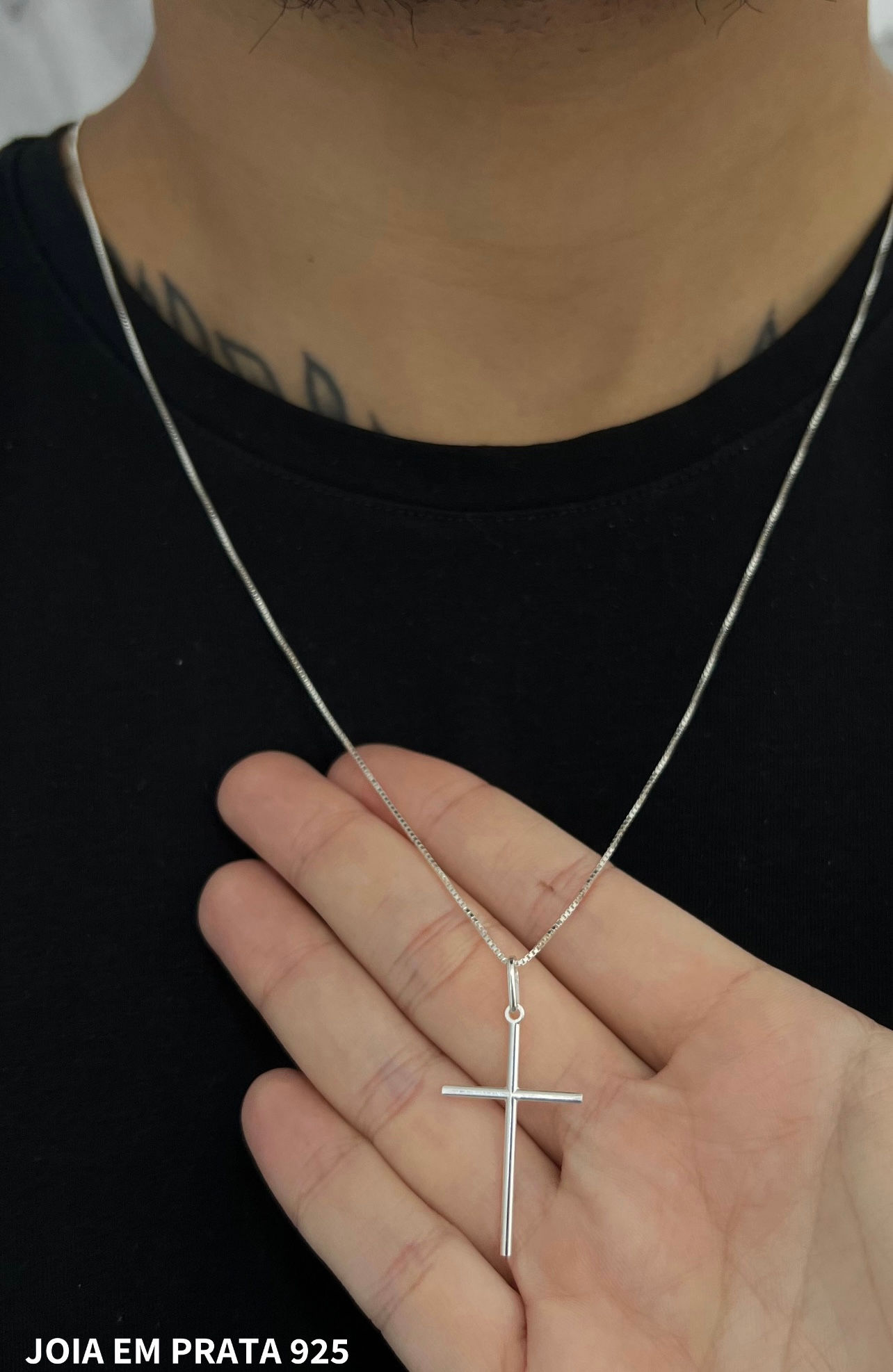 Colar Veneziana em Prata 925 com Crucifixo