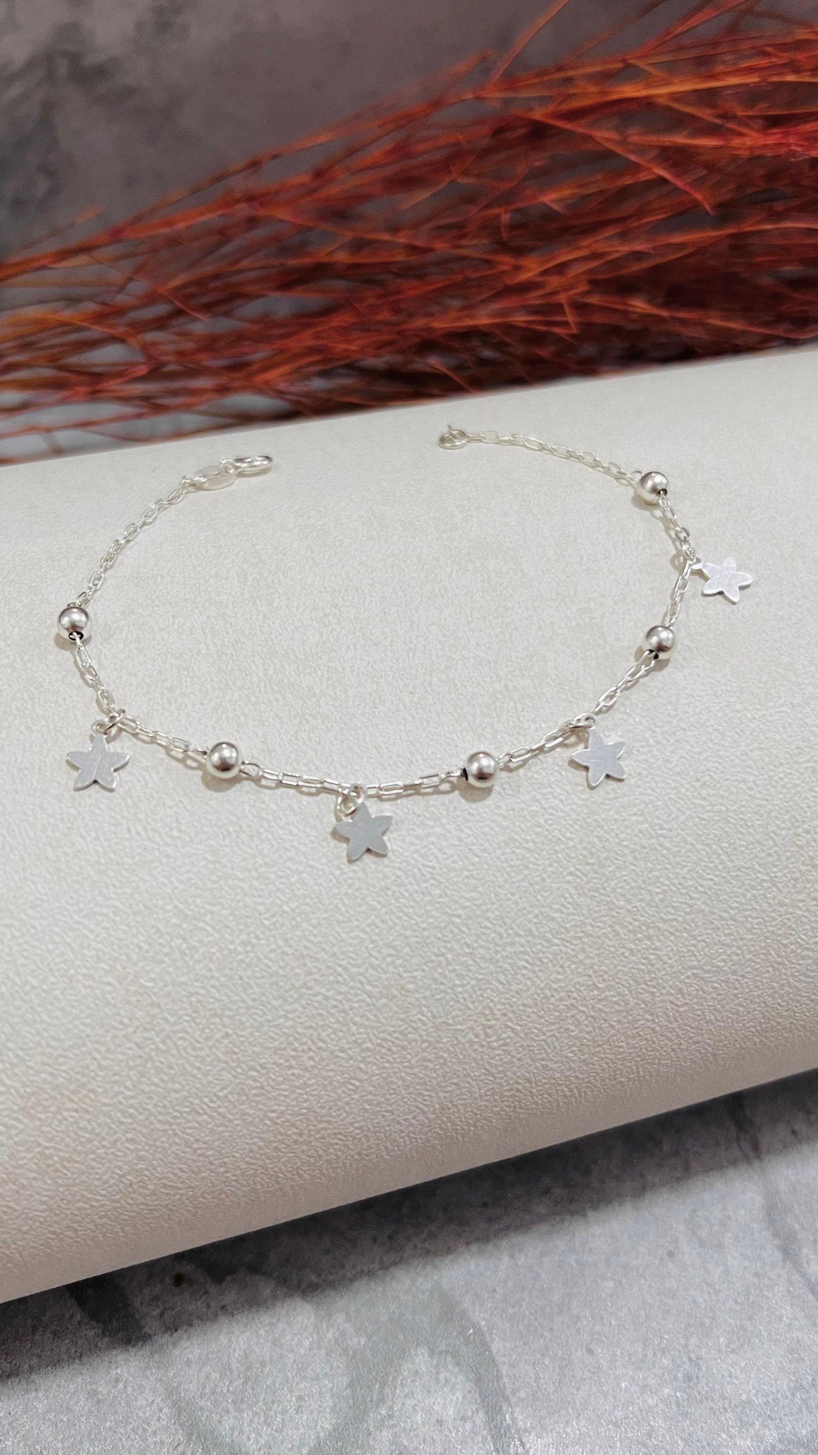 Pulseira Bolinhas com Estrelas em Prata 925