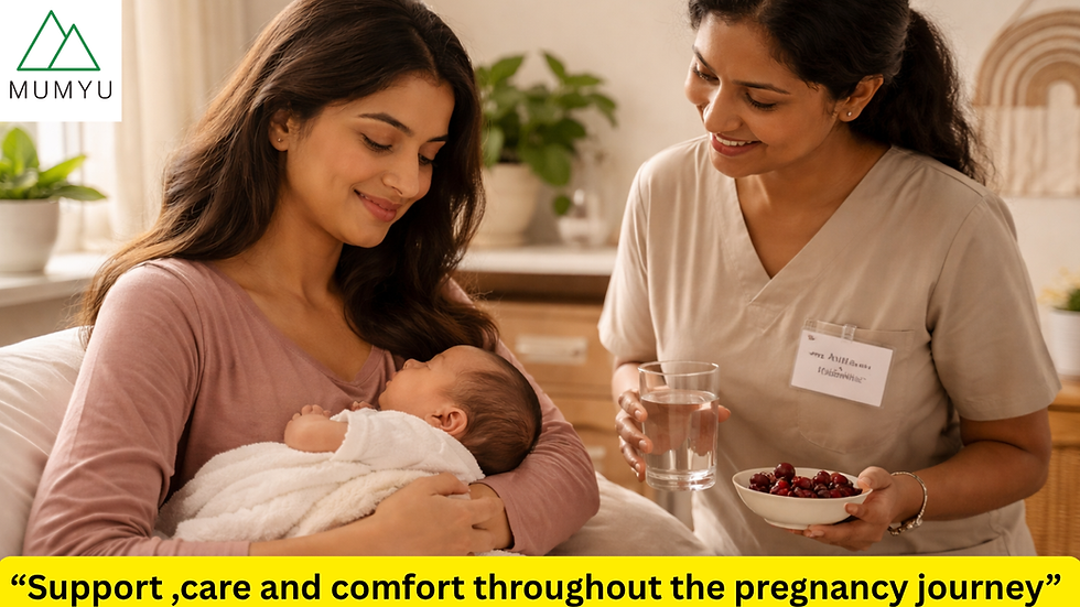 “Midwife providing prenatal care and emotional support to a pregnant woman at home”