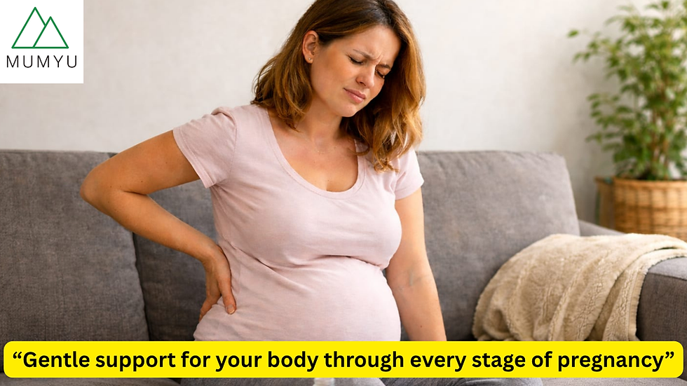 Woman in pregnancy stage managing body changes with care and comfort