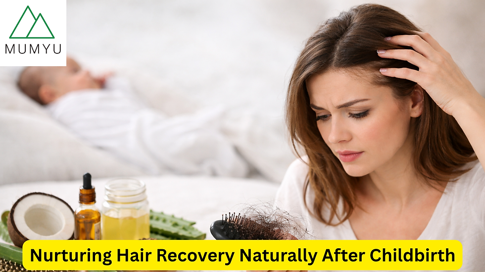 "New mom dealing with hair loss while exploring natural ways to support hair regrowth"