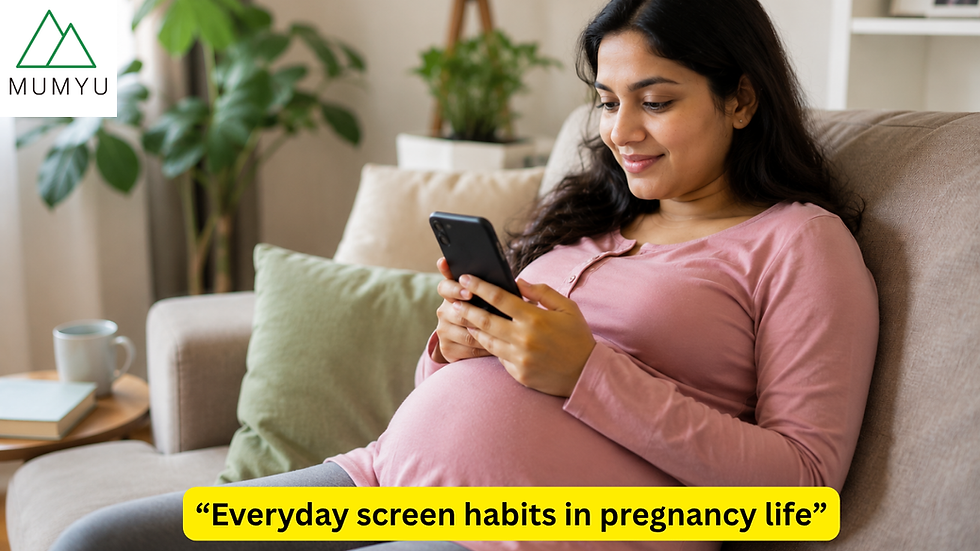 "A calm lifestyle moment for an expecting mother"