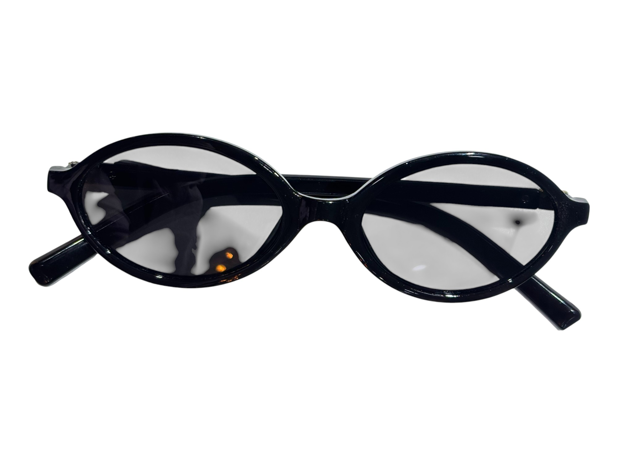 Lentes de Sol Ovalados Retro con Montura Delgada en Negro Brillante