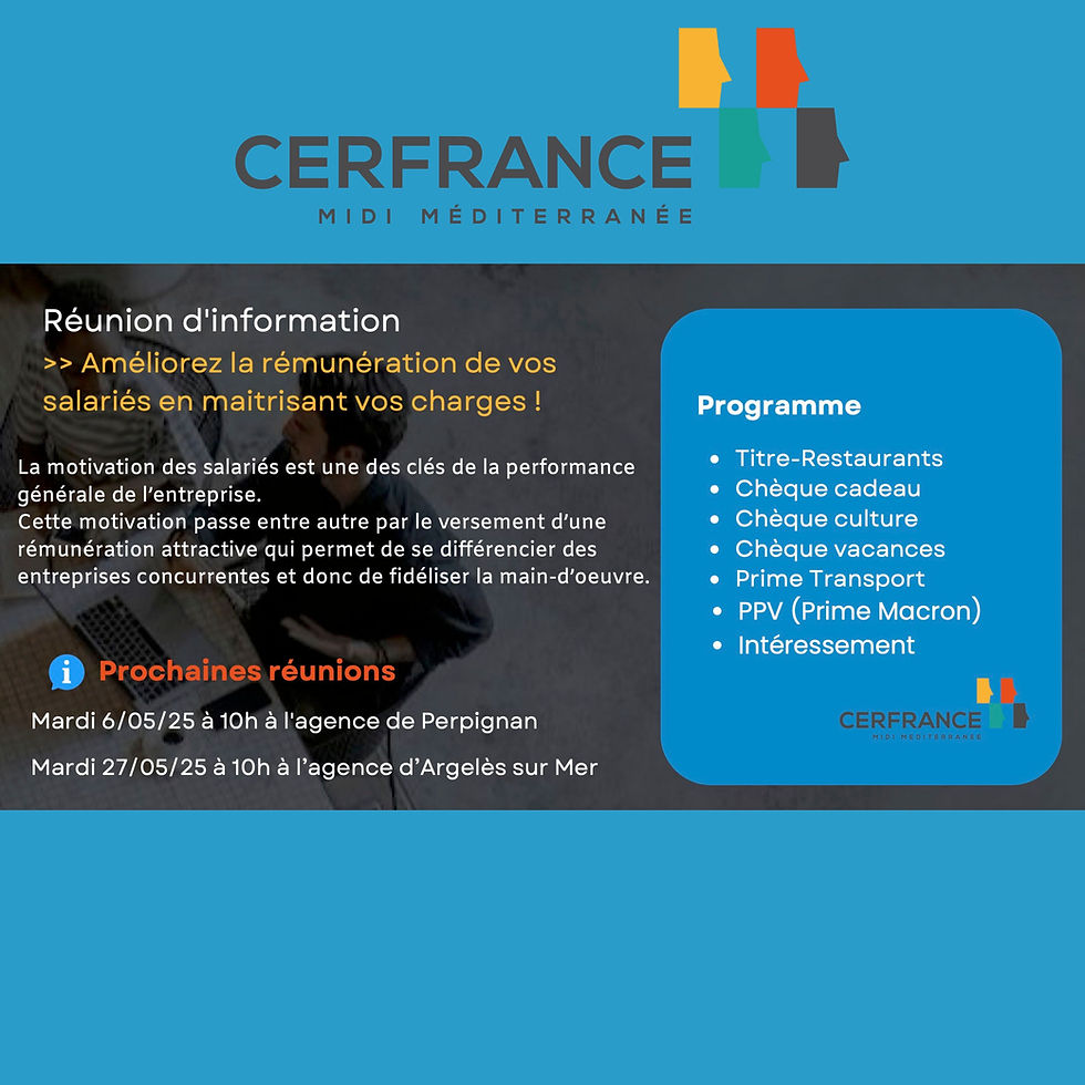 Réunion Info CER FRANCE : Améliorez la rémunération des salariés en maitrisant vos charges