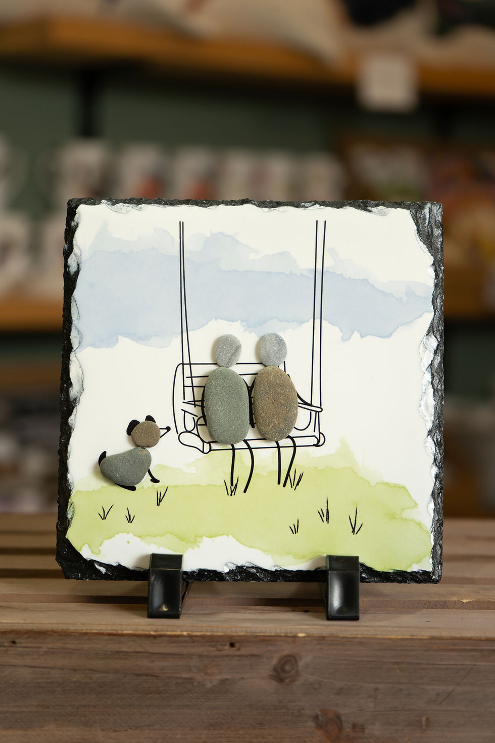 Pebble Slate, Couple on swing with dog
