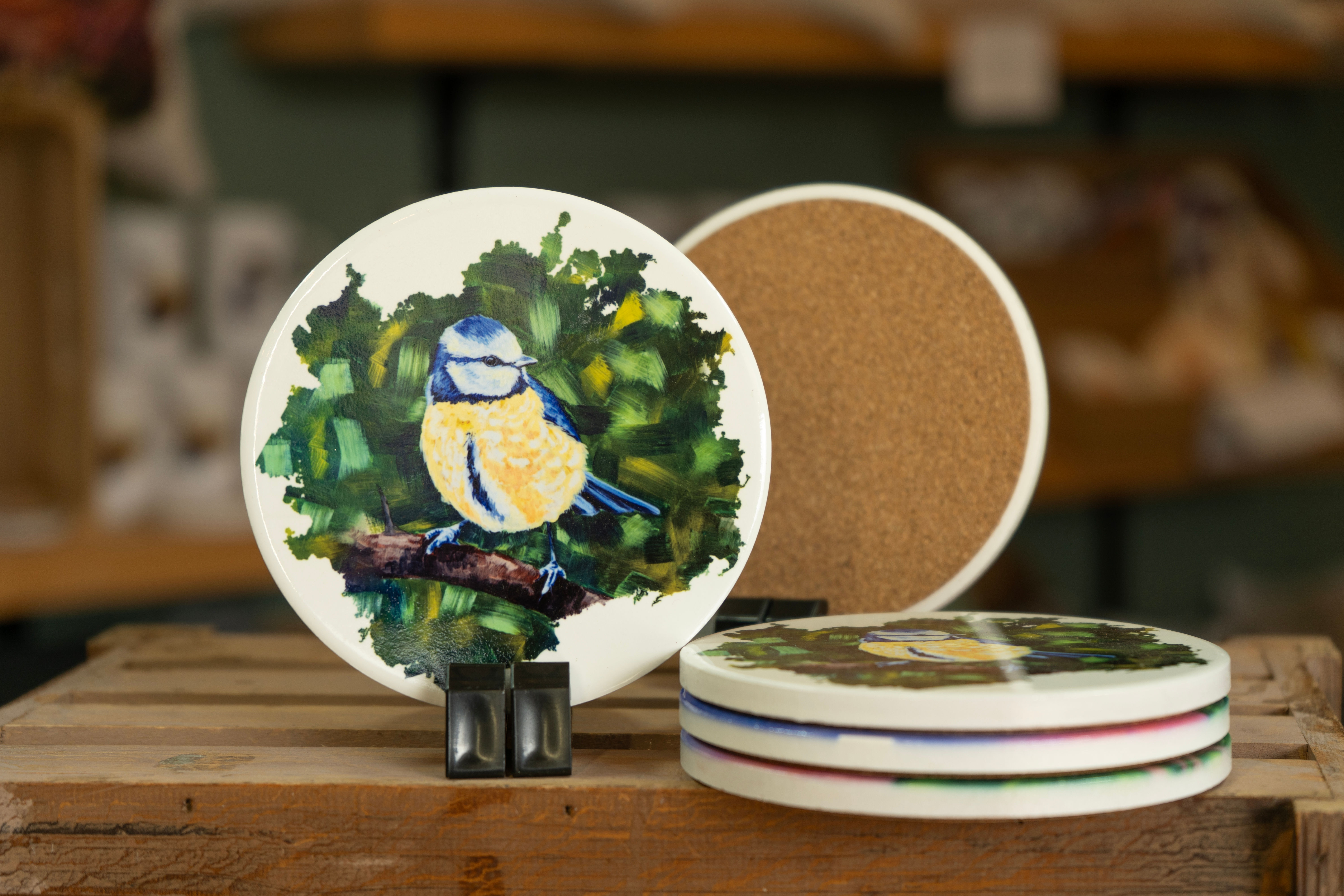 Ceramic Coaster, Blue Tit