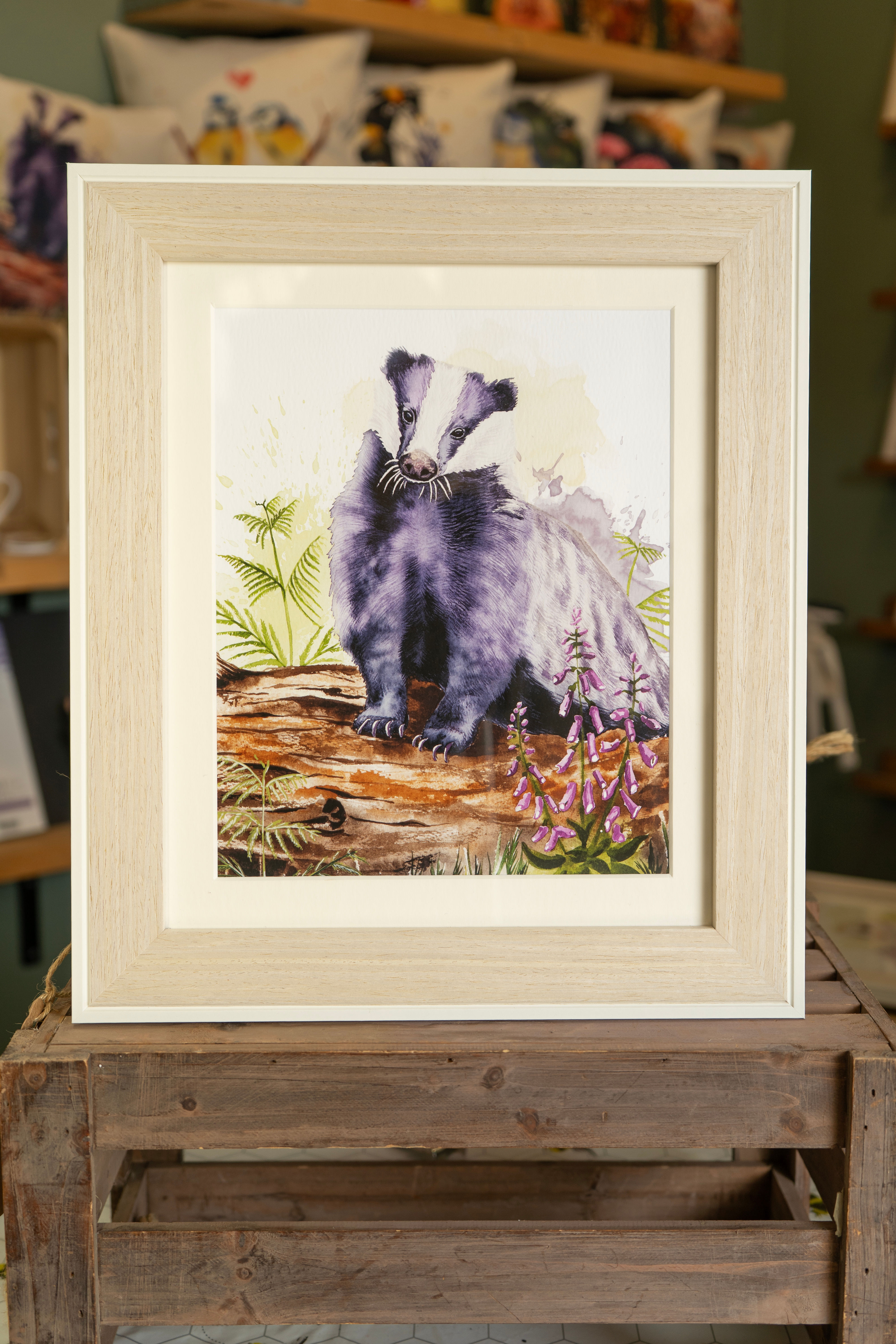 Framed Art Print, Badger