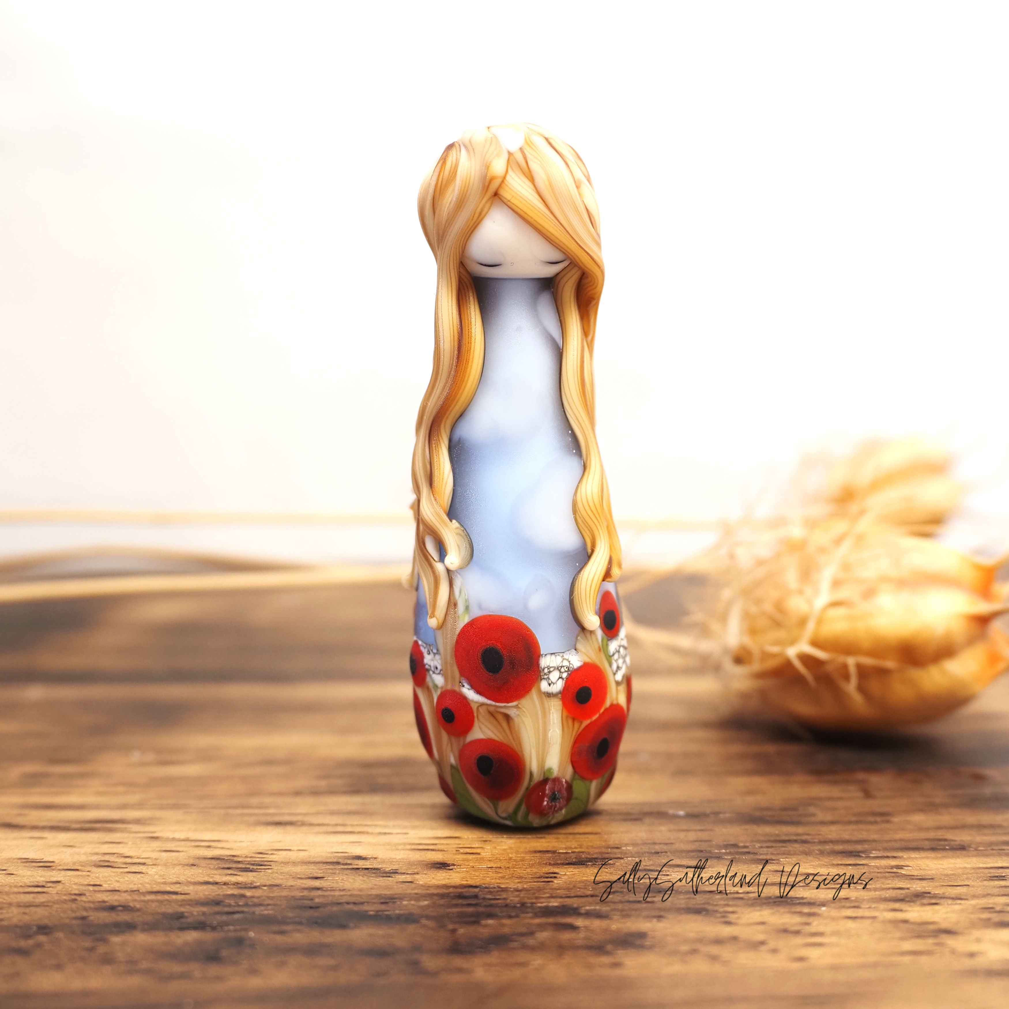 Etched 57mm Poppy Lost Girl Doll Bead