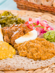 Injera with Stews (Ethiopian Fermented Flatbread)