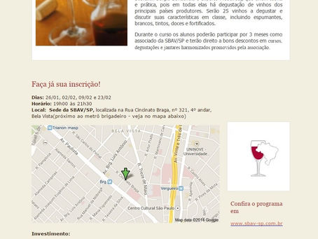 Aconteceu - Curso de Introdução ao Mundo do Vinho - Janeiro/fevereiro - 2015