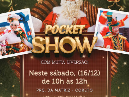 Próximo sábado (16/12) tem Pocket Show com a Turma do Noel na Praça da Matriz em Itaúna