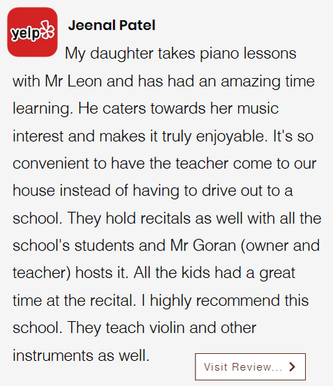 Review emphasizing musical growth through one-on-one guitar lessons.