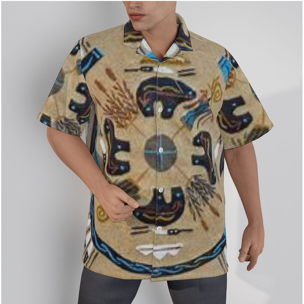 Thumbnail: All-Over Print Men's Hawaiian Shirt With Button Closure