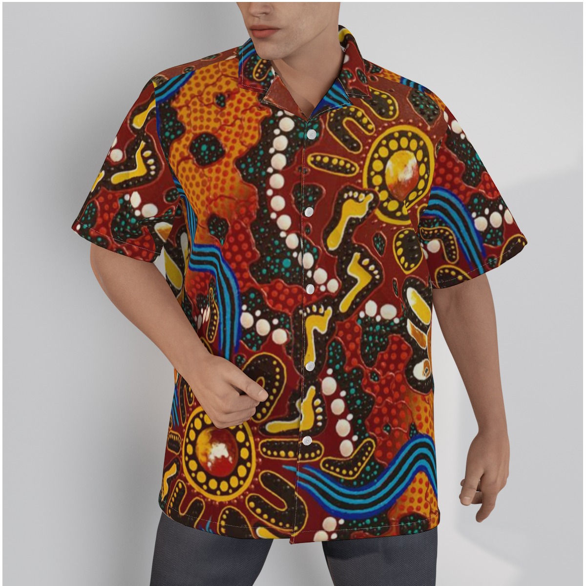 All-Over Print Men's Hawaiian Shirt With Button Closure