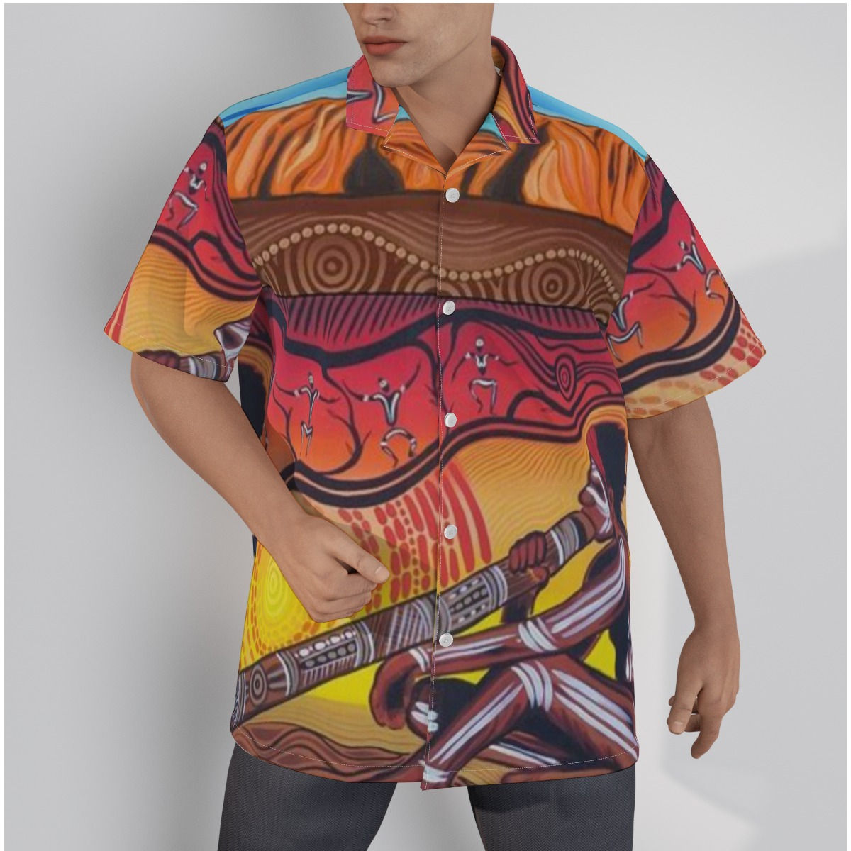 All-Over Print Men's Hawaiian Shirt With Button Closure
