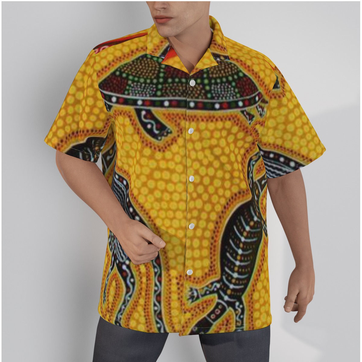 All-Over Print Men's Hawaiian Shirt With Button Closure