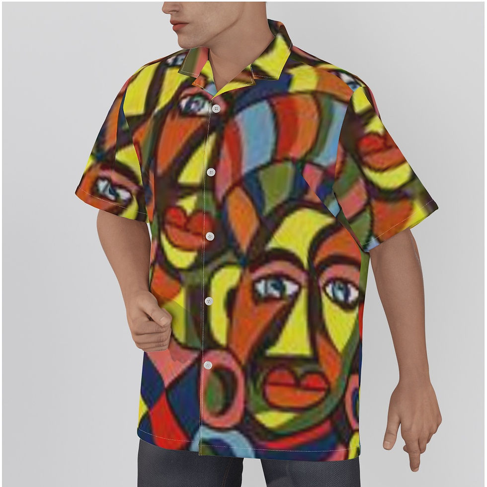 Thumbnail: All-Over Print Men's Hawaiian Shirt With Button Closure