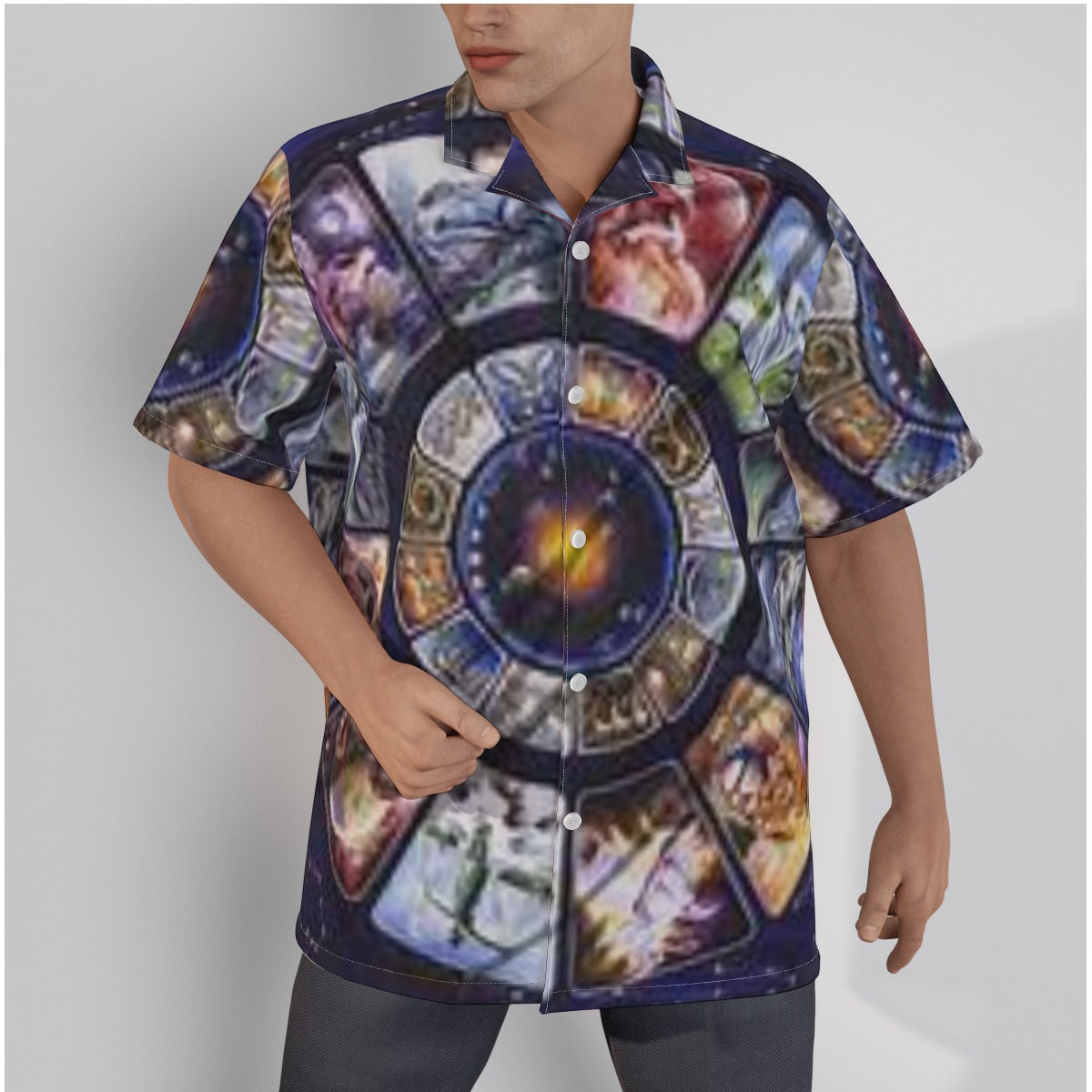 All-Over Print Men's Hawaiian Shirt With Button Closure