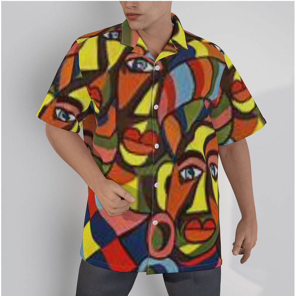 Thumbnail: All-Over Print Men's Hawaiian Shirt With Button Closure