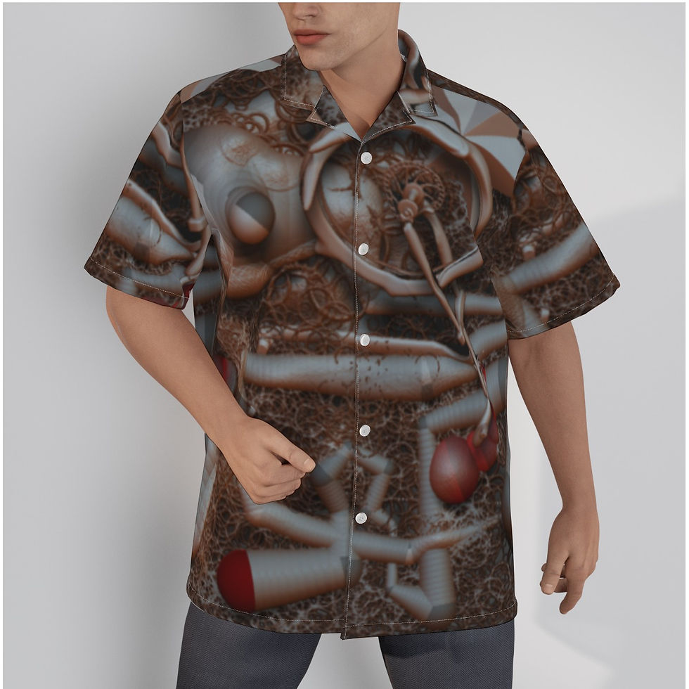 All-Over Print Men's Hawaiian Shirt With Button Closure